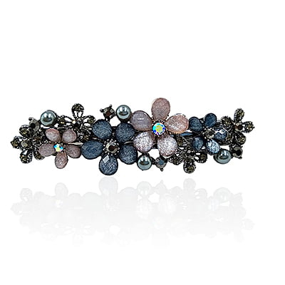 Peach Gray Crystal French Barrette Peach Gray Crystal French Barrette