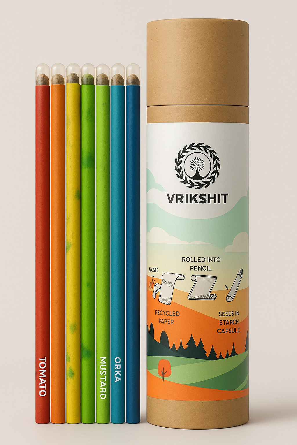 Plantable Seed Recycled Paper Pencil | Set of 12 | Ecofriendly