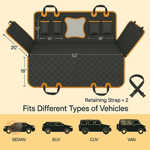 Pet Car Rear Seat Mat โ Waterproof & Scratch-Resistant for Cats & Dogs Pet Car Rear Seat Mat โ Waterproof & Scratch-Resistant for Cats & Dogs