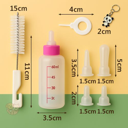 Pets Empire Puppy Nursing Bottle Kit โ 60ml Milk Feeder with Nipple Brush (Color May Vary) Pets Empire Puppy Nursing Bottle Kit โ 60ml Milk Feeder with Nipple Brush (Color May Vary)