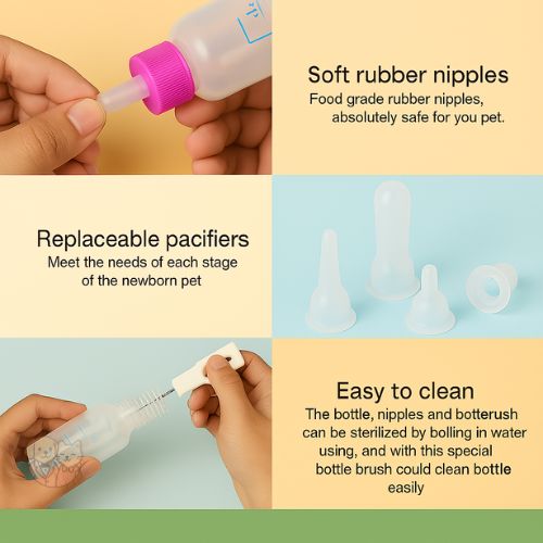 Pets Empire Puppy Nursing Bottle Kit โ 60ml Milk Feeder with Nipple Brush (Color May Vary) Pets Empire Puppy Nursing Bottle Kit โ 60ml Milk Feeder with Nipple Brush (Color May Vary)