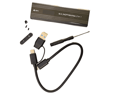 M.2 NVMe & M.2 SSD 2 in 1 Portable Enclosure with USB 3.1 Output Data Transfer rate upto 10 Gbps