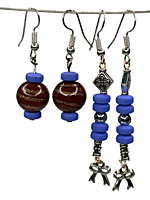 Set of 2 earrings with brownish and blue beads and silver charm || drop and dangle design || for office , parties and home Set of 2 earrings with brownish and blue beads and silver charm || drop and dangle design || for office , parties and home