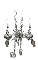 Set of 2 earrings in silver color theme and silver charms with beautiful beads || drop and dangle design || for office , parties and home Set of 2 earrings in silver color theme and silver charms with beautiful beads || drop and dangle design || for office , parties and home