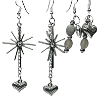 Set of 2 earrings in silver color theme and silver charms with beautiful beads || drop and dangle design || for office , parties and home Set of 2 earrings in silver color theme and silver charms with beautiful beads || drop and dangle design || for office , parties and home