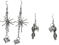 Set of 2 earrings in silver color theme and silver charms with beautiful beads || drop and dangle design || for office , parties and home Set of 2 earrings in silver color theme and silver charms with beautiful beads || drop and dangle design || for office , parties and home