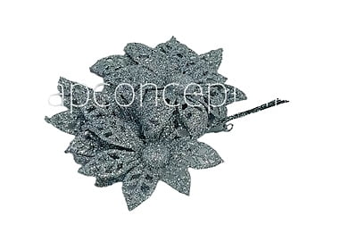 Glitter Flower on stick - Silver Glitter Flower on stick - Silver
