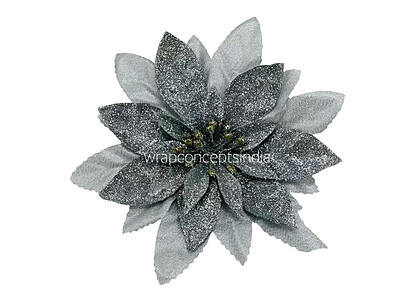 Silver Glitter Metallic Poinsettias Silver Glitter Metallic Poinsettias