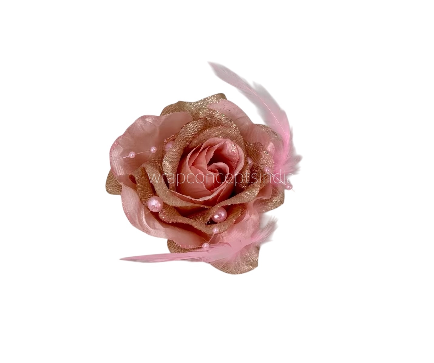 Blush Rose With Feather & Pearl String Blush Rose With Feather & Pearl String