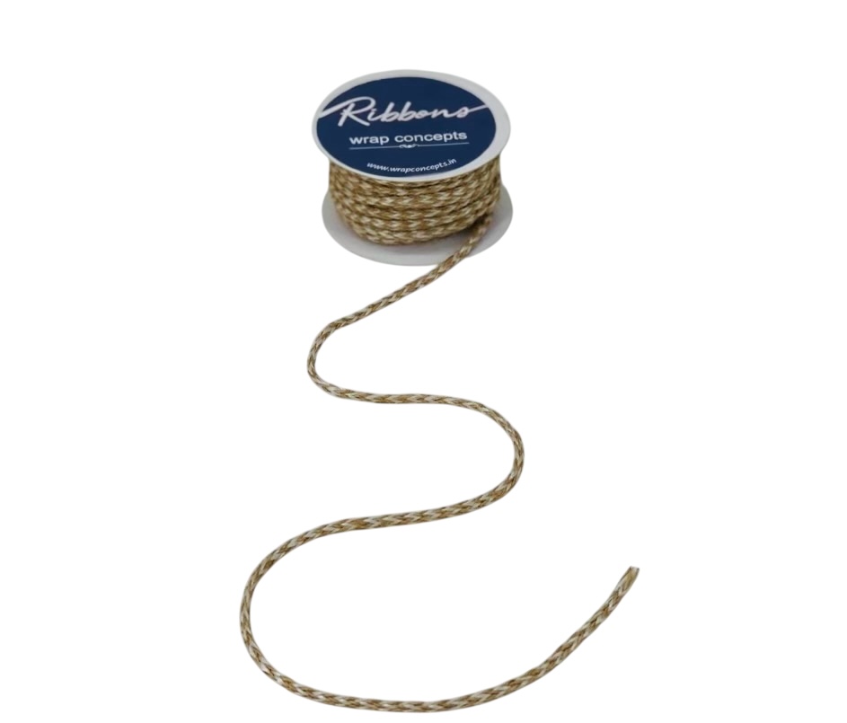 Jute Plait Ribbon - Natural & White