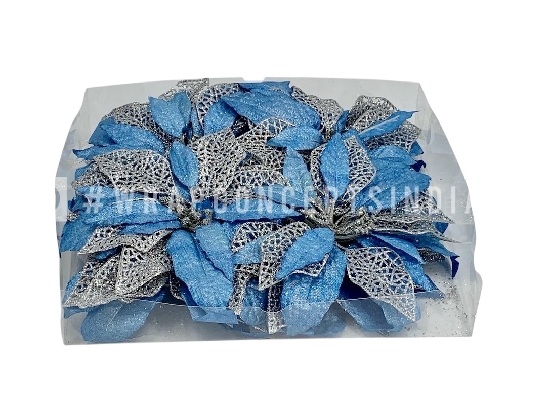 Blue Flower With Silver Glitter Petals