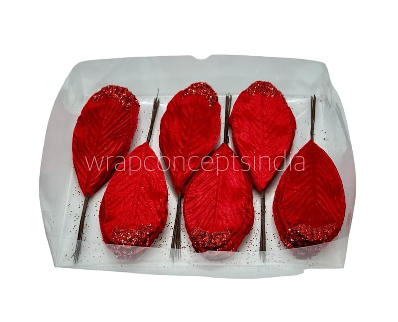 Red Leaves with Glittered Edges Red Leaves with Glittered Edges