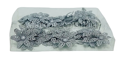 Glitter Flower on stick - Silver Glitter Flower on stick - Silver