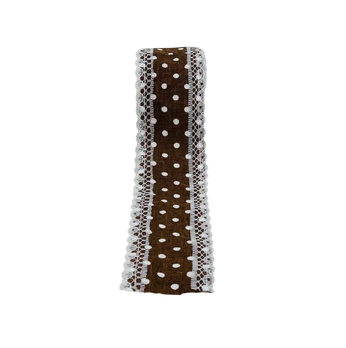Coffe Polka Jute Ribbon with Lace Edges Coffe Polka Jute Ribbon with Lace Edges