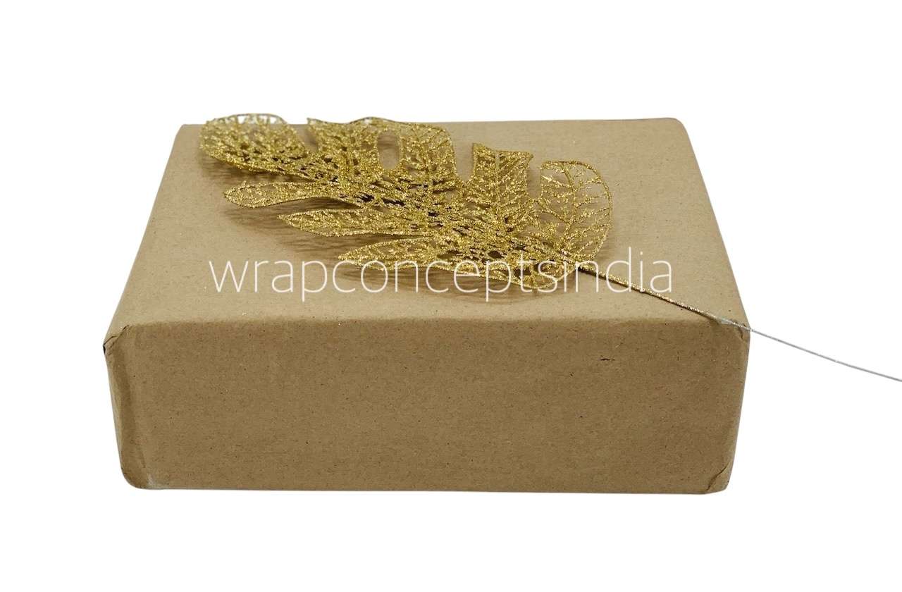 Gold Glitter Leaf on stick 6 Gold Glitter Leaf on stick 6