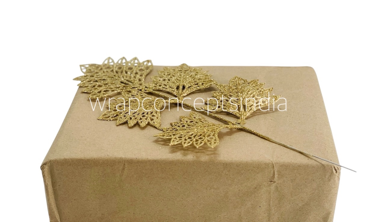 Gold Glitter Leaf on stick 1 Gold Glitter Leaf on stick 1