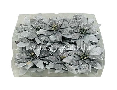 Silver Glitter Metallic Poinsettias Silver Glitter Metallic Poinsettias