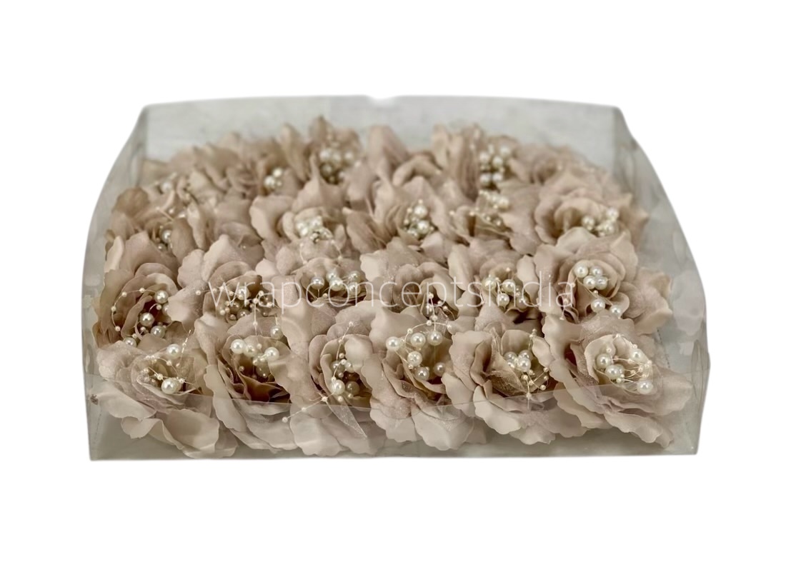 Beige Gold Rose With Pearls Center Beige Gold Rose With Pearls Center