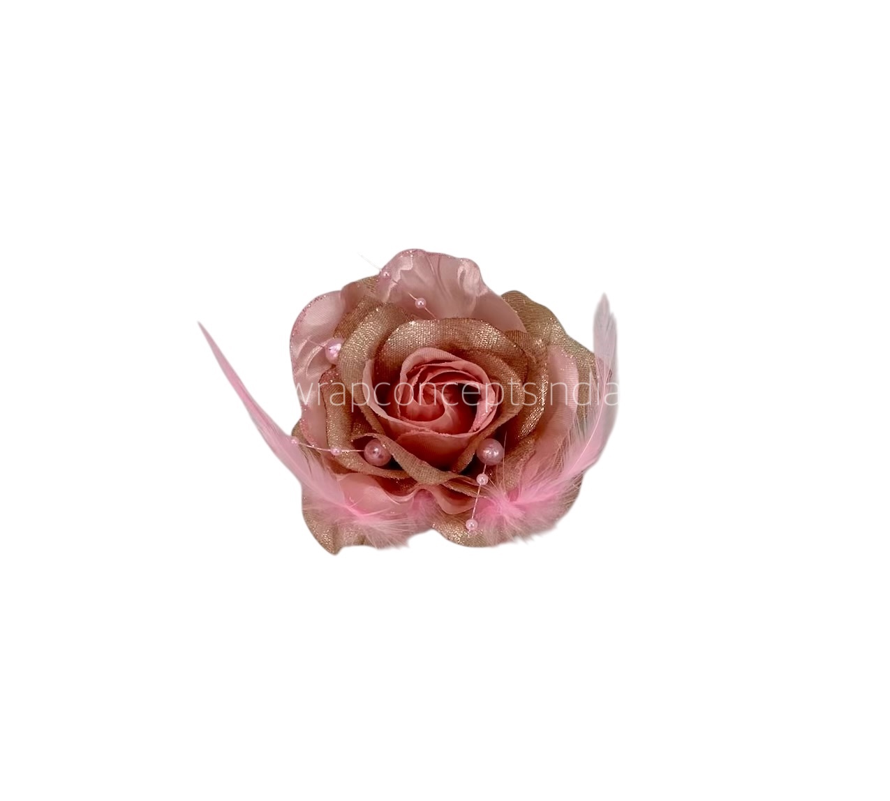Blush Rose With Feather & Pearl String Blush Rose With Feather & Pearl String