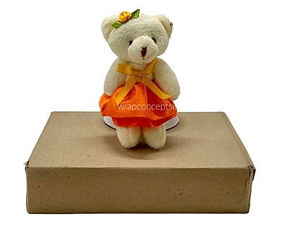 Teddy With Orange Dress & Bow Teddy With Orange Dress & Bow