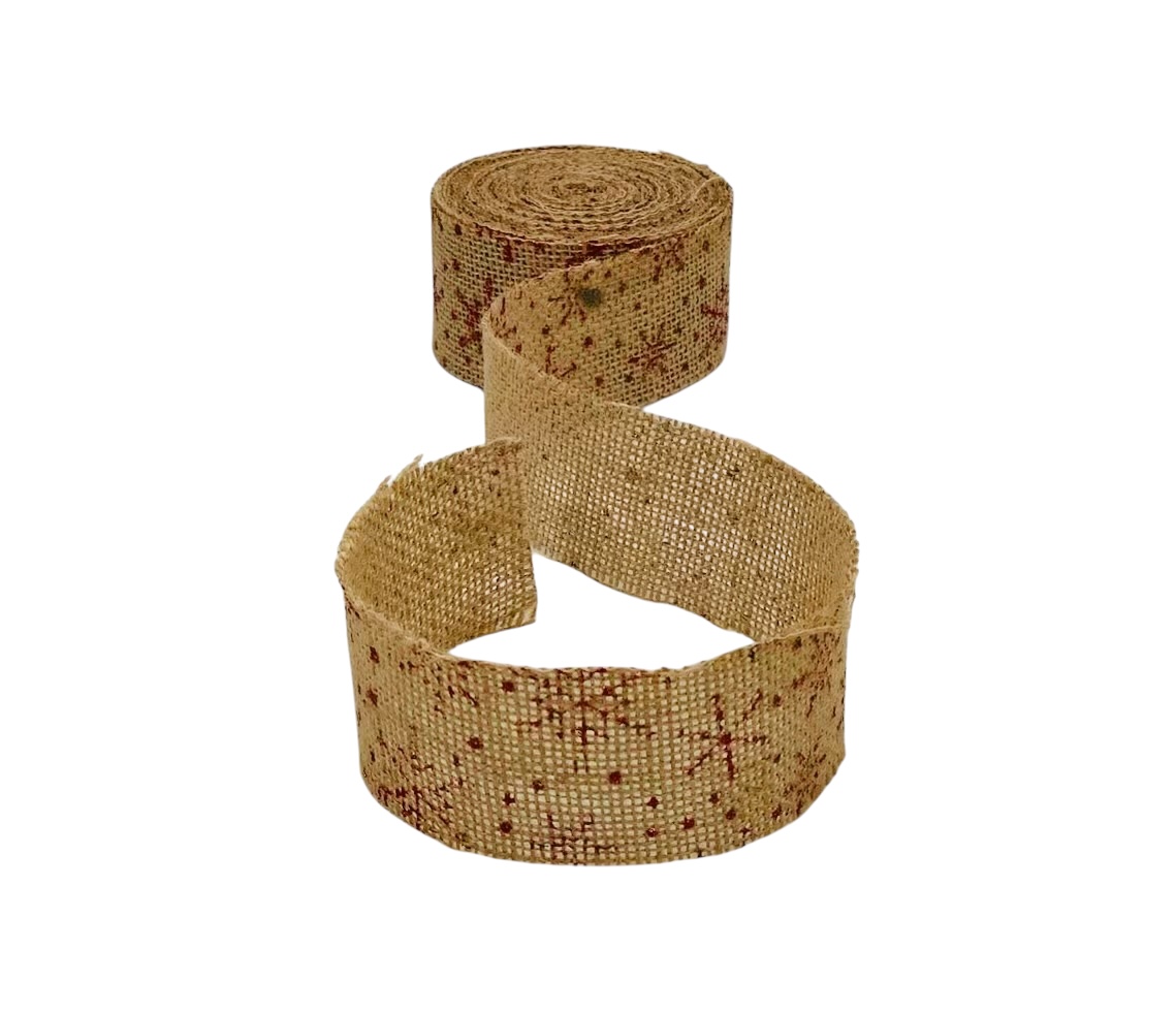 Jute Burlap with Red Snowflake Jute Burlap with Red Snowflake