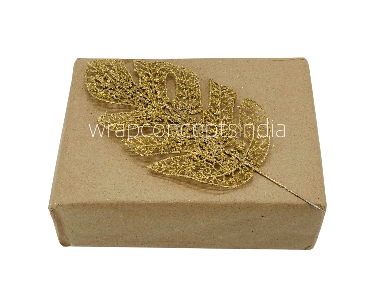 Gold Glitter Leaf on stick 6 Gold Glitter Leaf on stick 6