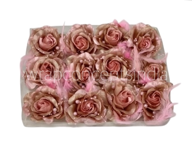 Blush Rose With Feather & Pearl String Blush Rose With Feather & Pearl String