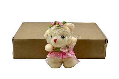 Small Teddy With Dress & Bow - Multicolour Small Teddy With Dress & Bow - Multicolour