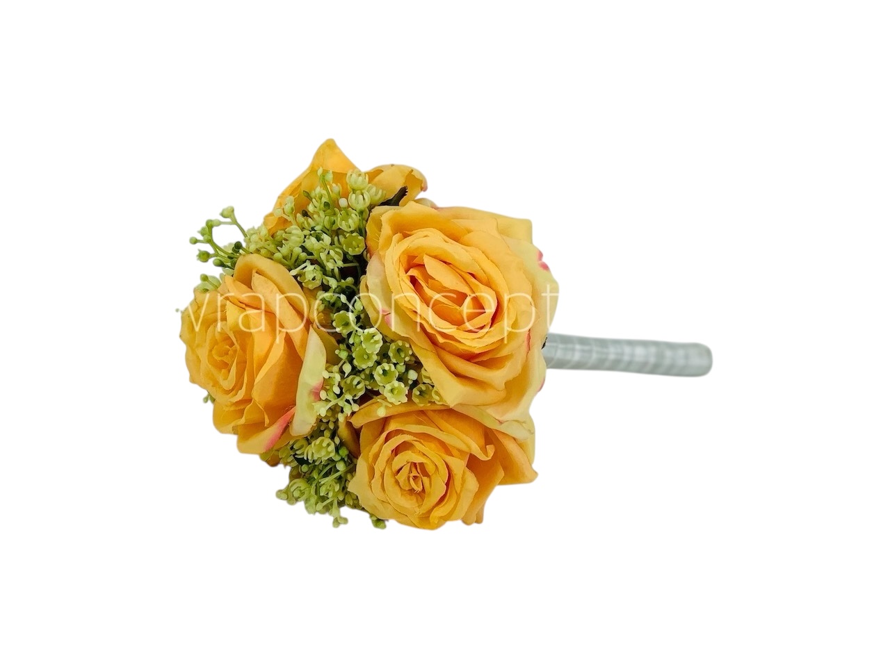 Rose Bunch with Gypsy Flower - Orange Yellow Rose Bunch with Gypsy Flower - Orange Yellow