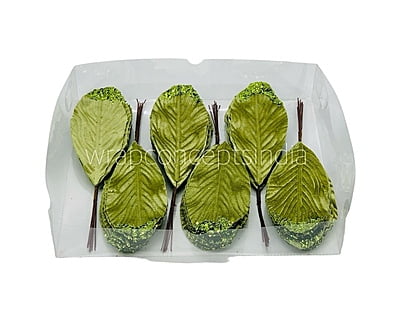 Moss Green Leaves with Glittered Edges Moss Green Leaves with Glittered Edges
