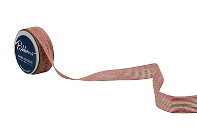 Jute Ribbon Double Stripe - Pink/Blue/Brown/White