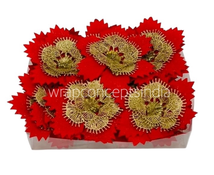 Red Texture Flower With Gold Pollen