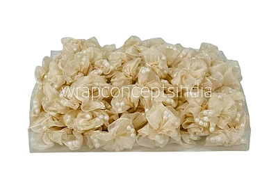 Champagne Organza Flowers with Pearls Champagne Organza Flowers with Pearls