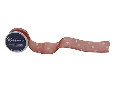 Heart Print Sheer Ribbon