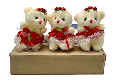 Small Teddy With Dress & Bow - Multicolour Small Teddy With Dress & Bow - Multicolour