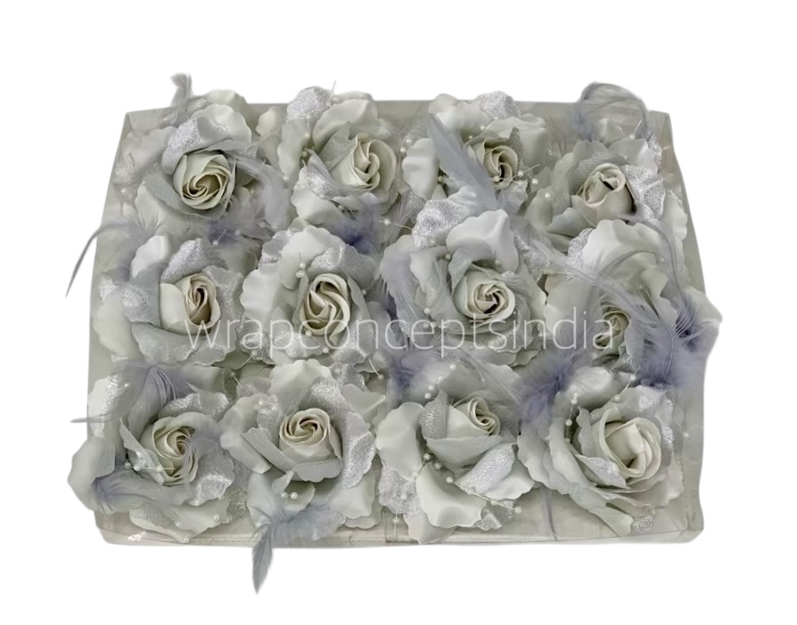Silver Rose With Feather & Pearl String Silver Rose With Feather & Pearl String