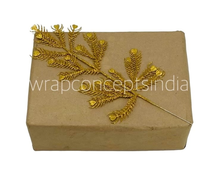 Gold Glitter Peacock Leaf on stick Gold Glitter Peacock Leaf on stick