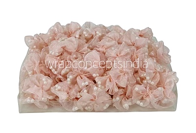 Peach Organza Flowers with Pearls Peach Organza Flowers with Pearls