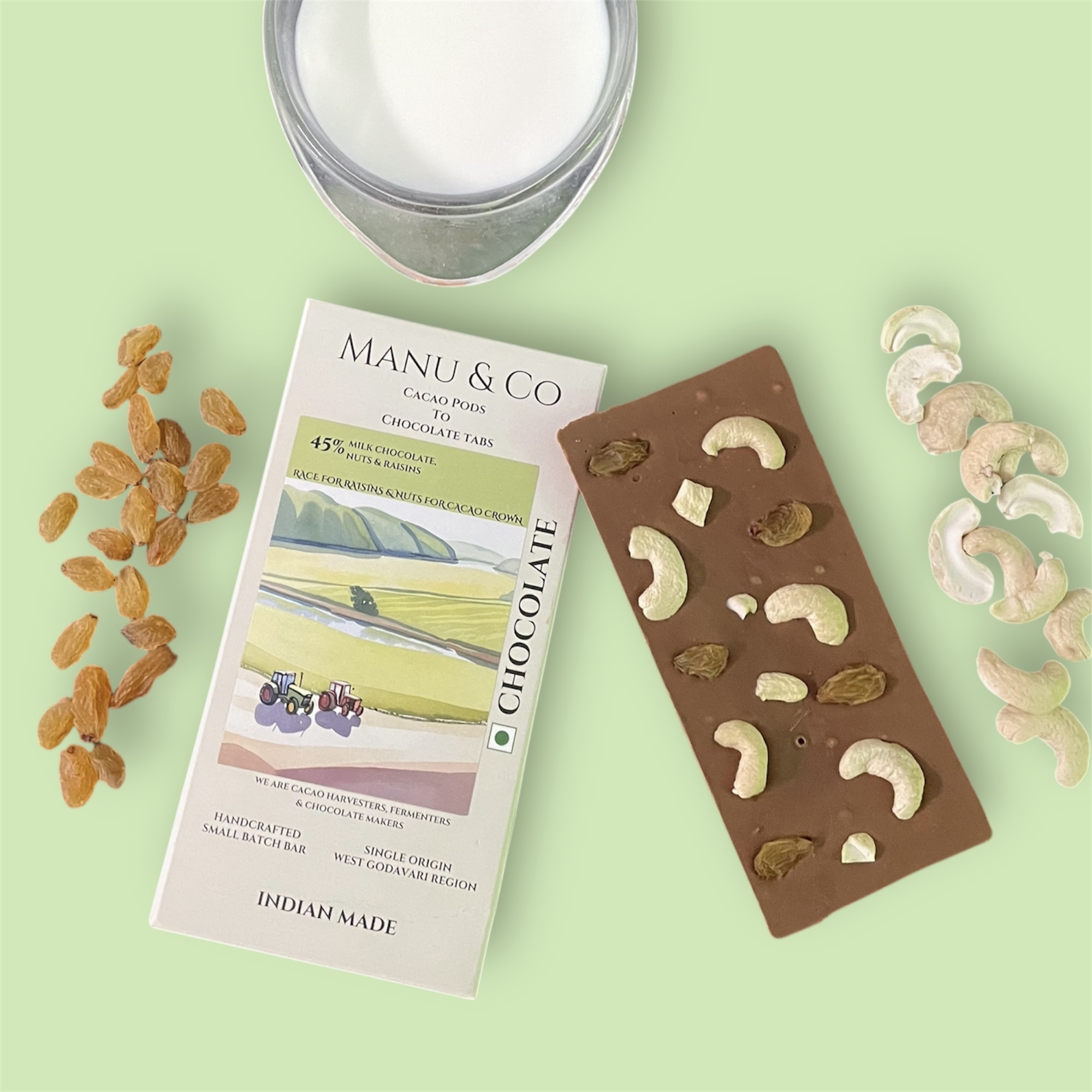 45% Milk Chocolate , Nuts & Raisins