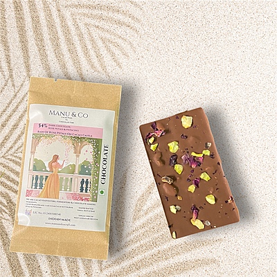 54% Dark Chocolate, Rose Petals & Pistacjio