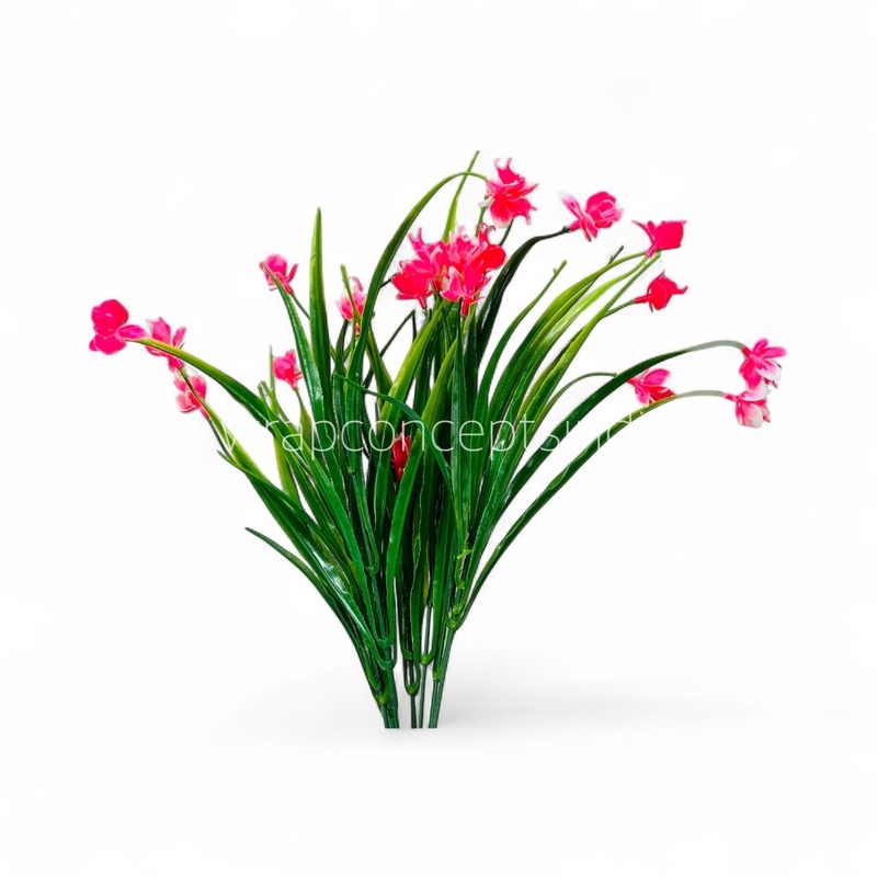 Long Grass Leaves with Magenta Flowers Long Grass Leaves with Magenta Flowers