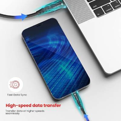 Portronics Konnect C1 60W PD Type C to Type C Data & Charging Cable with 1M Cable Length, Nylon Braided, Metal Heads(Black) Portronics Konnect C1 60W PD Type C to Type C Data & Charging Cable with 1M Cable Length, Nylon Braided, Metal Heads(Black)