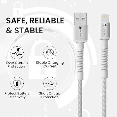 Portronics Konnect X 3A Unbreakable Nylon Braided USB to 8 Pin Fast Charging Cable 2M Long, Supports All 8 Pin & Lightning Devices Portronics Konnect X 3A Unbreakable Nylon Braided USB to 8 Pin Fast Charging Cable 2M Long, Supports All 8 Pin & Lightning Devices