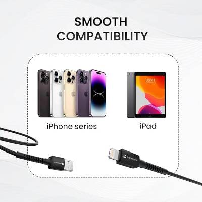 Portronics Konnect X 3A Unbreakable Nylon Braided USB to 8 Pin Fast Charging Cable 2M Long, Supports All 8 Pin & Lightning Devices Portronics Konnect X 3A Unbreakable Nylon Braided USB to 8 Pin Fast Charging Cable 2M Long, Supports All 8 Pin & Lightning Devices