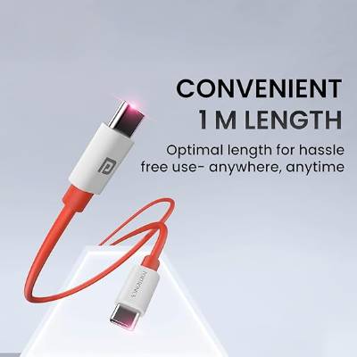 Portronics Konnect Dash Max 65W Type C to Type C Fast Charging PD Cable with 480Mbps Data Sync,1M Length Compatible with iPhone 15 series, Type C Smartphones, iPad, MacBook & Other Type C devices(Red Portronics Konnect Dash Max 65W Type C to Type C Fast Charging PD Cable with 480Mbps Data Sync,1M Length Compatible with iPhone 15 series, Type C Smartphones, iPad, MacBook & Other Type C devices(Red