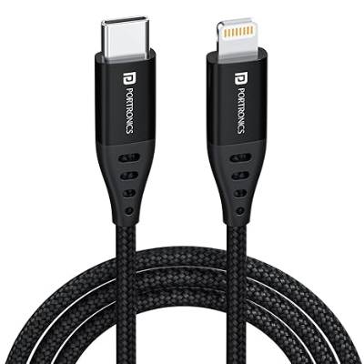 Portronics Konnect L1 20W Type C to 8 Pin Quick Charging Cable with Nylon Braided, Metal Heads, 1 m Length (White) for Smartphone Portronics Konnect L1 20W Type C to 8 Pin Quick Charging Cable with Nylon Braided, Metal Heads, 1 m Length (White) for Smartphone