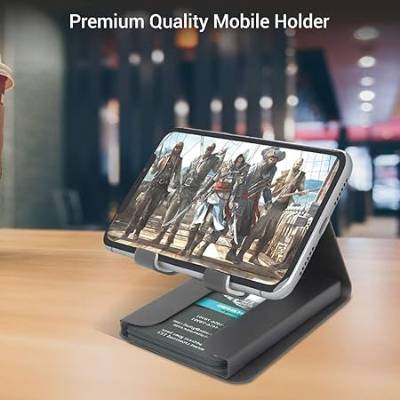 Portronics Modesk Plus POR-1196 Universal Mobile Phone Stand with Card Holder (Black) Portronics Modesk Plus POR-1196 Universal Mobile Phone Stand with Card Holder (Black)
