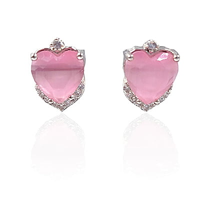 Pink Tourmaline American Diamond Stud Earrings Pink Tourmaline American Diamond Stud Earrings