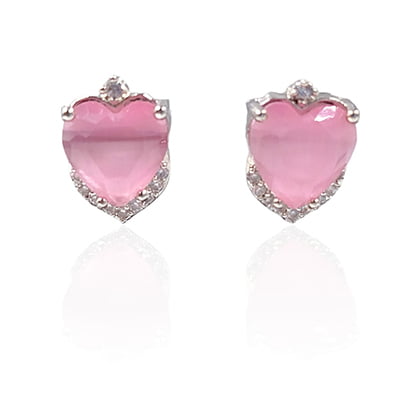 Pink Tourmaline American Diamond Stud Earrings Pink Tourmaline American Diamond Stud Earrings
