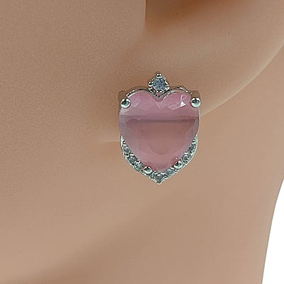 Pink Tourmaline American Diamond Stud Earrings Pink Tourmaline American Diamond Stud Earrings